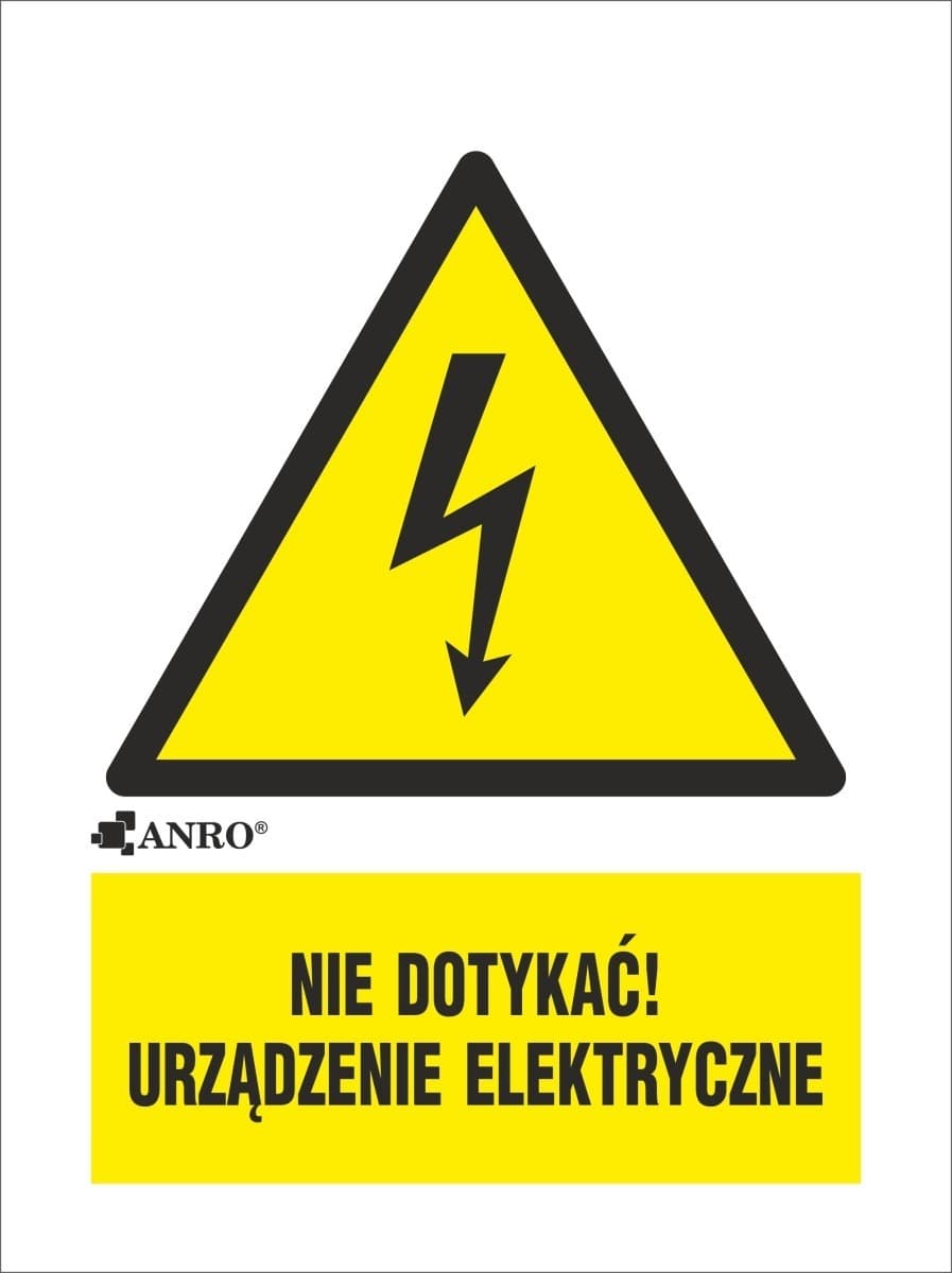 Samoprzylepna tabliczka ostrzegawcza /Nie dotykać urządzenie elektryczne 52x74/ 1EOA/Q1/F